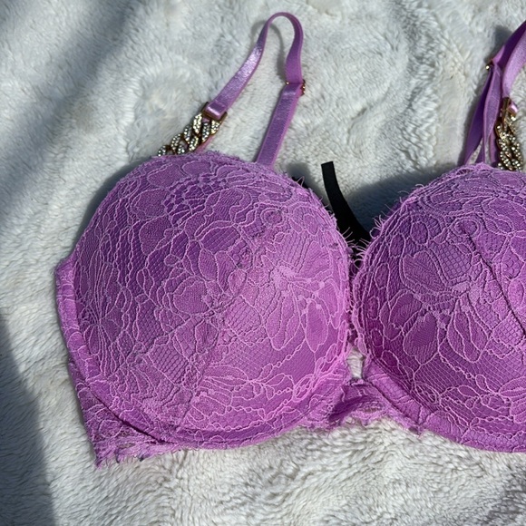 Victoria’s Secret Very Sexy Push-Up Bra 32D | Lace Lingerie Lilac Purple - Picture 3 of 9